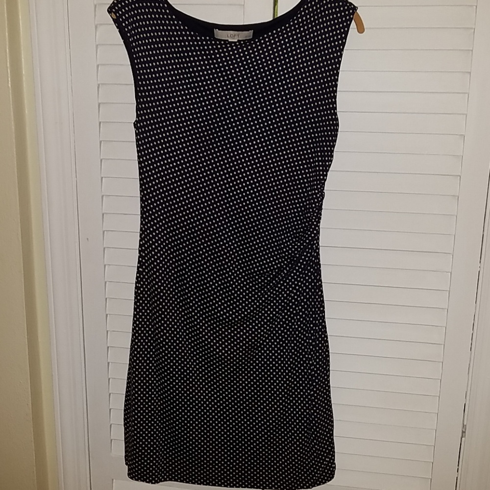 Loft navy dot side rouching dress MP